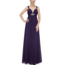 Sexy Sweetheart Long Chiffon Purple Evening Wear Dress with Straps