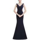 Affordable Sheath V-Neck Sleeveless Floor Length Satin Evening Dress