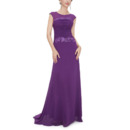 Formal Sleeveless Floor Length Chiffon Purple Evening/ Prom Dress