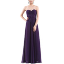 Simple Sweetheart Long Chiffon Purple Formal Evening Party/ Bridesmaid Dress