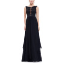 Sexy A-Line Sleeveless Floor Length Chiffon Lace Evening Dress