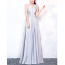 New Style Asymmetric Long Satin Formal Evening Dress