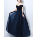 Affordable Off-the-shoulder Floor Length Satin Tulle Formal Evening Dress