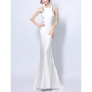 Elegant Sheath Sleeveless Long White Satin Formal Evening Dress