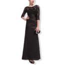 Modern Full Length Black Formal Mother Dress with 3/4 Long Lace Sleeves