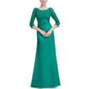 Stylish Long Satin Formal Mother Dress with 3/4 Long Lace Sleeves