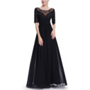Affordable A-Line Full Length Chiffon Formal Mother Dress with Half Sleeves