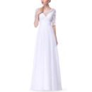 Modern Long Chiffon Formal Mother Dress with Half Lace Sleeves