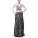 Inexpensive Lace Black & White Mother Formal Dress with Half Sleeves