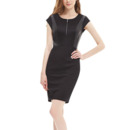 Inexpensive Column Short Sleeves Mini Homecoming/ Little Black Tight Dress