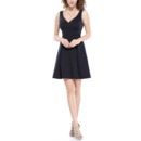 Affordable A-Line V-Neck Mini/ Short Satin Black Homecoming/ Party Dress