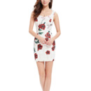 Inexpensive Sheath Sweetheart Short Printed Satin Homecoming Dress