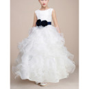 Pretty Ankle Length Ruffle Skirt white Flower Girl Dress with Sashes