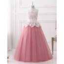 Pretty Ball Gown Sleeveless Floor Length Lace Flower Girl Dress