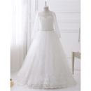 Stunning Floor Length Lace Flower Girl Dress with Long Sleeves