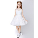 2022 Kids Affordable A-Line Sleeveless Mini/ Short Lace Flower Girl Dress