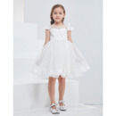 Kids Adorable Sleeveless Mini/ Short Organza Flower Girl Dress