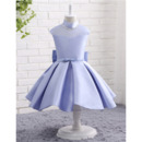 2022 New Style Knee Length Satin Flower Girl Dresses with Bows