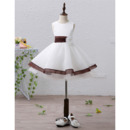 Inexpensive Pretty A-Line Short Satin Flower Girl Dresses with Belts