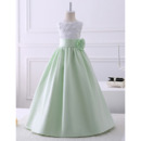 Discount Pretty A-Line Sleeveless Floor Length Satin Lace Flower Girl Dresses