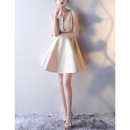 Modern A-Line Asymmetric Mini/ Short Satin Formal Cocktail Dress