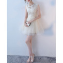 Classy A-Line Sleeveless Mini/ Short Organza Lace Formal Cocktail Dress