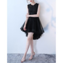 Beautiful Sleeveless High-Low Tulle Little Black Formal Cocktail Dress