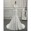 Cheap Custom Elegant Trumpet Sweetheart Floor Length Applique Wedding Dress