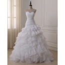 Affordable Luxury Sweetheart Floor Length Organza Layered Skirt Wedding Dress