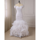 Amazing Luxury Trumpet Sweetheart Cap Sleeves Floor Length Wedding Dress