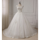 Cheap Classic A-Line V-Neck Sleeveless Chapel Train Organza Wedding Dress