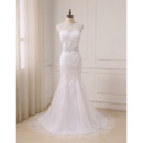 Stylish Classy Mermaid Floor Length Beading Wedding Dress with Bow