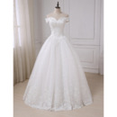 Custom Classic Sweetheart Off-the-shoulder Floor Length Lace Wedding Dress