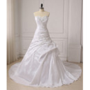 Cheap Custom Designer A-Line Sweetheart Chapel Train Taffeta Wedding Dress