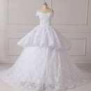 New Amazing Ball Gown Off-the-shoulder Chapel Train Lace Wedding Dress
