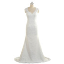 Modest Sheath Sweetheart Sleeveless Floor Length Plus Size Lace Wedding Dress