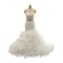 2022 Stunning Trumpet Sweetheart Long Ruffle Skirt Wedding Dress