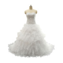 Gorgeous A-Line Sweetheart Sweep Train Ruffle Skirt Plus Size Wedding Dress