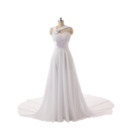 Elegant Sweetheart Long Chiffon Wedding Dress with Straps