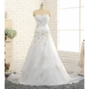 Custom A-Line Sweetheart Sweep Train Chiffon Plus Size Wedding Dress