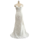 Sheath Sweetheart Lace Plus Size Wedding Dress with Spaghetti Straps