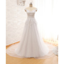 Beautiful Sweetheart Court Train Organza Wedding Dress with Straps