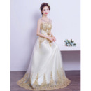 Amazing Floor Length Satin Organza Embroidery Wedding Dress