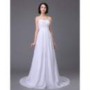 Simple Sweetheart Sweep Train Chiffon Empire Waist Wedding Dress