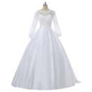 2022 Classic Ball Gown Floor Length Wedding Dress with Long Lace Sleeves