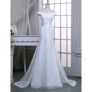Designer Sheath Off-the-shoulder Floor Length Lace Wedding Dress