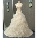 Gorgeous Sweetheart Sweep Train Organza Ruffle Skirt Wedding Dress