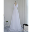 Elegant V-Neck Sleeveless Sweep Train Chiffon Wedding Dress