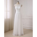 Simple Classic A-Line Sleeveless Full Length Lace Chiffon Wedding Dress