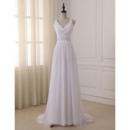 Elegant V-Neck Sleeveless Sweep Train Chiffon Wedding Dress